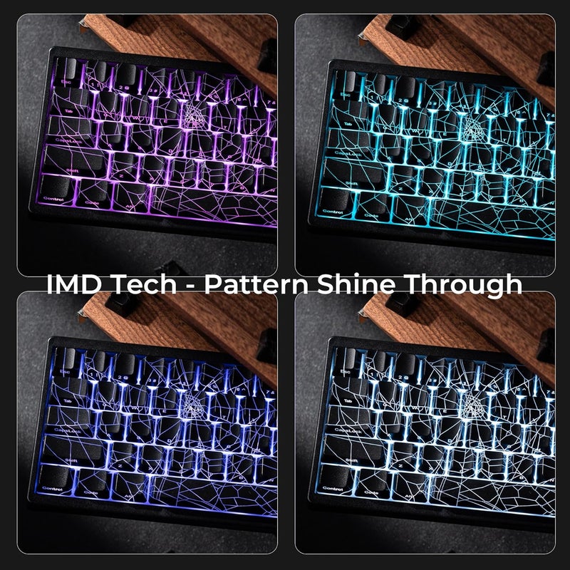 HITIME x XVX M67 60% Percent Keyboard Wireless, QMK/VIA Black Spider Web Gaming Keyboard, Tri-Mode Thocky Creamy Mechanical Key Board, Hot Swappable Gasket Mount RGB IMD Tech for Win/Mac - Image 4